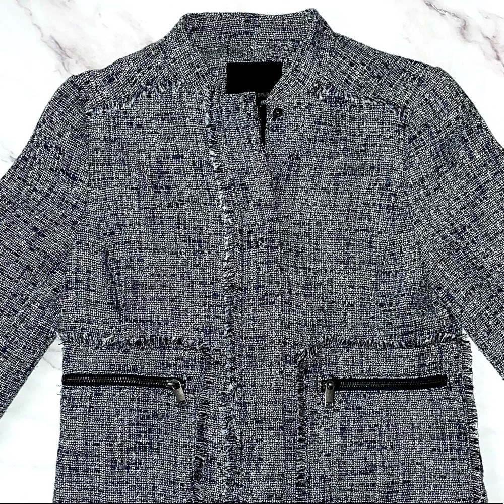 Banana Republic raw-edge tweed moto jacket
